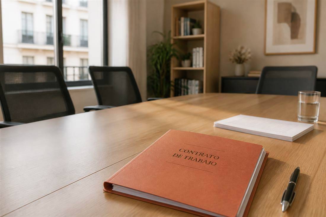 Contrato laboral y carpeta de expediente